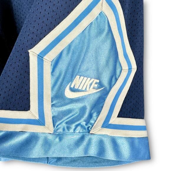 Y2K Vintage Nike Basketball Blue Mesh UNC Tarheels Athletic Shorts M Black Tag - Picture 5 of 10